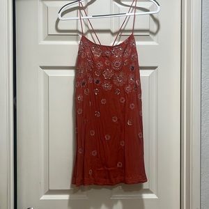 Free People Strappy Sequin Mini Dress; Great Burnt Orange Color